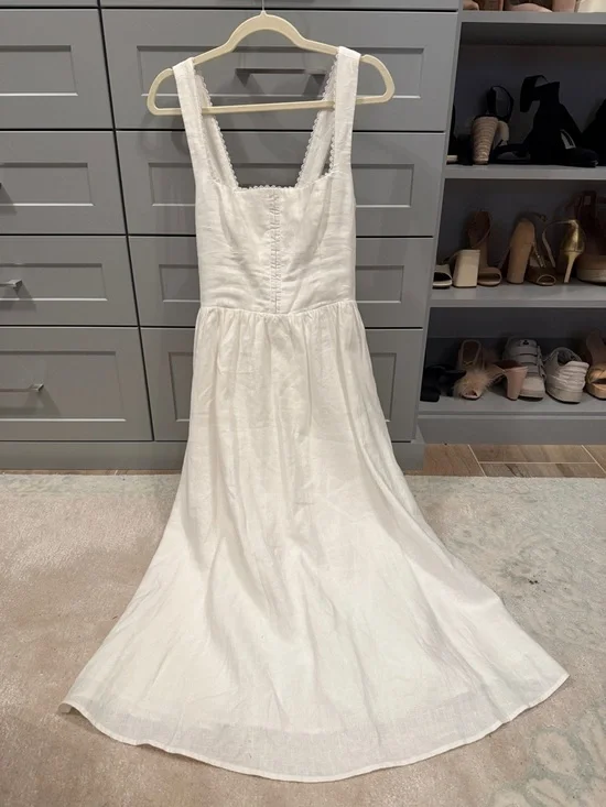 Reformation Tagliatelle White Midi Sundress with Square Neck - Picture 2 of 3